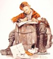 little boy writing a letter 1920 Norman Rockwell
